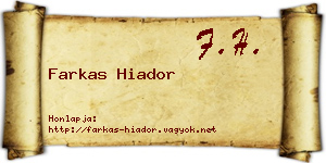 Farkas Hiador névjegykártya